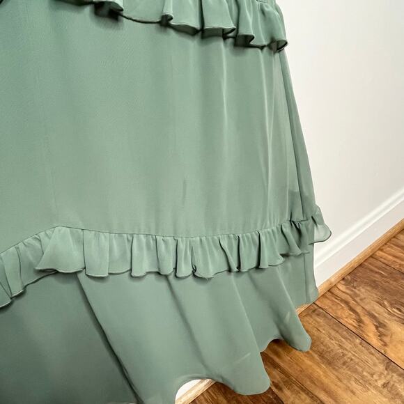 Revelry Harley Chiffon Tiered Maxi Dress 4 Sage Green Ruffle Wedding Guest - Picture 14 of 14